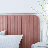 Celine Channel Tufted Performance Velvet Queen Platform Bed Dusty Rose MOD-6334-DUS