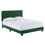 Celine Channel Tufted Performance Velvet Queen Platform Bed Emerald MOD-6334-EME