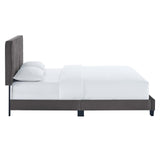 Celine Channel Tufted Performance Velvet Queen Platform Bed Gray MOD-6334-GRY