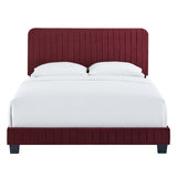 Celine Channel Tufted Performance Velvet Queen Platform Bed Maroon MOD-6334-MAR