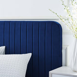 Celine Channel Tufted Performance Velvet Queen Platform Bed Navy MOD-6334-NAV