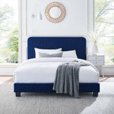 Celine Channel Tufted Performance Velvet Queen Platform Bed Navy MOD-6334-NAV