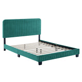 Celine Channel Tufted Performance Velvet Queen Platform Bed Teal MOD-6334-TEA