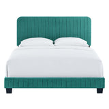 Celine Channel Tufted Performance Velvet Queen Platform Bed Teal MOD-6334-TEA