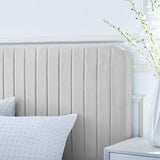 Celine Channel Tufted Performance Velvet Twin Platform Bed Light Gray MOD-6336-LGR