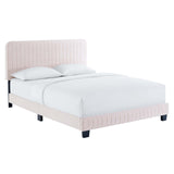 Celine Channel Tufted Performance Velvet Twin Platform Bed Pink MOD-6336-PNK