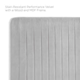 Milenna Channel Tufted Performance Velvet Twin Headboard Light Gray MOD-6337-LGR