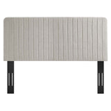 Milenna Channel Tufted Upholstered Fabric Twin Headboard Oatmeal MOD-6338-OAT