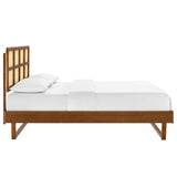Sidney Cane and Wood Queen Platform Bed With Angular Legs Walnut MOD-6369-WAL