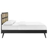 Sidney Cane and Wood Queen Platform Bed With Splayed Legs Black MOD-6370-BLK