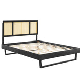 Kelsea Cane and Wood Queen Platform Bed With Angular Legs Black MOD-6372-BLK