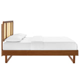 Kelsea Cane and Wood Queen Platform Bed With Angular Legs Walnut MOD-6372-WAL