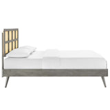 Sidney Cane and Wood Full Platform Bed With Splayed Legs Gray MOD-6374-GRY