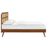 Sidney Cane and Wood Full Platform Bed With Splayed Legs Walnut MOD-6374-WAL