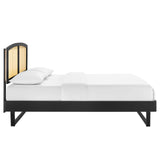 Sierra Cane and Wood Queen Platform Bed With Angular Legs Black MOD-6375-BLK