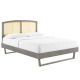 Sierra Cane and Wood Queen Platform Bed With Angular Legs Gray MOD-6375-GRY