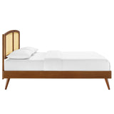 Sierra Cane and Wood Queen Platform Bed With Splayed Legs Walnut MOD-6376-WAL