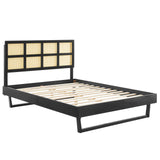 Sidney Cane and Wood King Platform Bed With Angular Legs Black MOD-6377-BLK