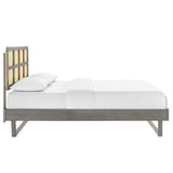 Sidney Cane and Wood King Platform Bed With Angular Legs Gray MOD-6377-GRY