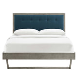 Willow Queen Wood Platform Bed With Angular Frame Gray Azure MOD-6384-GRY-AZU