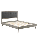 Willow Queen Wood Platform Bed With Splayed Legs Gray Charcoal MOD-6385-GRY-CHA