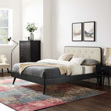 Bridgette Queen Wood Platform Bed With Splayed Legs Black Beige MOD-6388-BLK-BEI