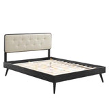 Bridgette Queen Wood Platform Bed With Splayed Legs Black Beige MOD-6388-BLK-BEI