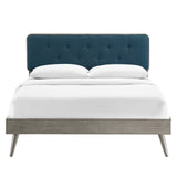 Bridgette Queen Wood Platform Bed With Splayed Legs Gray Azure MOD-6388-GRY-AZU