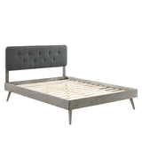 Bridgette Queen Wood Platform Bed With Splayed Legs Gray Charcoal MOD-6388-GRY-CHA