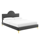Sunny Performance Velvet Queen Bed Charcoal MOD-6516-CHA