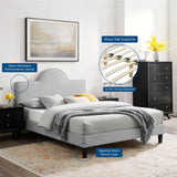 Soleil Performance Velvet Queen Bed Light Gray MOD-6518-LGR