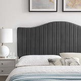 Brielle Channel Tufted Performance Velvet Full/Queen Headboard Charcoal MOD-6559-CHA