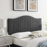 Brielle Channel Tufted Performance Velvet Full/Queen Headboard Charcoal MOD-6559-CHA