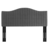 Brielle Channel Tufted Performance Velvet Full/Queen Headboard Charcoal MOD-6559-CHA