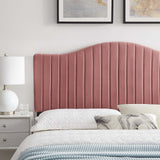 Brielle Channel Tufted Performance Velvet Full/Queen Headboard Dusty Rose MOD-6559-DUS