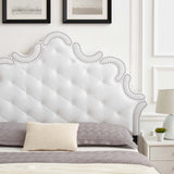 Arabella Button-Tufted Performance Velvet Twin Headboard White MOD-6562-WHI