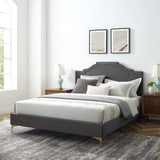 Modway Furniture Adelaide Performance Velvet Queen Platform Bed 0423 Charcoal MOD-6580-CHA