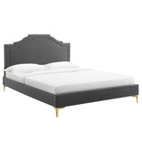 Modway Furniture Adelaide Performance Velvet Queen Platform Bed 0423 Charcoal MOD-6580-CHA