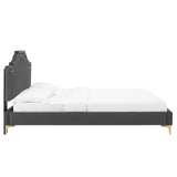 Modway Furniture Adelaide Performance Velvet Queen Platform Bed 0423 Charcoal MOD-6580-CHA