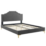 Modway Furniture Adelaide Performance Velvet Queen Platform Bed 0423 Charcoal MOD-6580-CHA