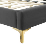 Modway Furniture Adelaide Performance Velvet Queen Platform Bed 0423 Charcoal MOD-6580-CHA