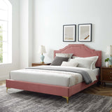 Modway Furniture Adelaide Performance Velvet Queen Platform Bed 0423 Dusty Rose MOD-6580-DUS