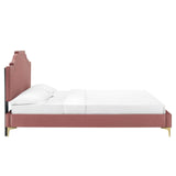 Modway Furniture Adelaide Performance Velvet Queen Platform Bed 0423 Dusty Rose MOD-6580-DUS