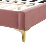 Modway Furniture Adelaide Performance Velvet Queen Platform Bed 0423 Dusty Rose MOD-6580-DUS