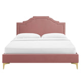 Modway Furniture Adelaide Performance Velvet Queen Platform Bed 0423 Dusty Rose MOD-6580-DUS