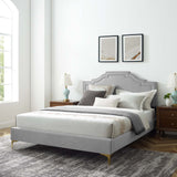 Modway Furniture Adelaide Performance Velvet Queen Platform Bed 0423 Light Gray MOD-6580-LGR