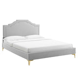 Modway Furniture Adelaide Performance Velvet Queen Platform Bed 0423 Light Gray MOD-6580-LGR