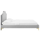 Modway Furniture Adelaide Performance Velvet Queen Platform Bed 0423 Light Gray MOD-6580-LGR