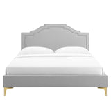 Modway Furniture Adelaide Performance Velvet Queen Platform Bed 0423 Light Gray MOD-6580-LGR