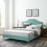 Modway Furniture Adelaide Performance Velvet Queen Platform Bed 0423 Mint MOD-6580-MIN